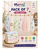 P for Plumsy 100% Cotton Muslin Baby Hanky , Ultra Soft Absorbent Face Towels, Reusable Washcloths for kids, Multicolour (pack of 7)