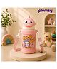 P for Plumsy Shark Water Bottle with Straw for Kids | Stainless Steel Insulated Bottle with Straw | Leakproof 550ml- Pink