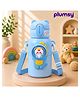 P for Plumsy Bear Water Bottle with straw for Kids | Stainless Steel Insulated Bottle with Carry Strap | 500ml- Blue