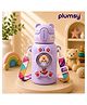 P for Plumsy Bear Water Bottle with straw for Kids | Stainless Steel Insulated Bottle with Carry Strap | 500ml- Purple