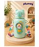 P for Plumsy Bear Water Bottle with straw for Kids | Stainless Steel Insulated Bottle with Carry Strap | 500ml- Green