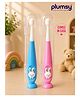 P for Plumsy Baby Toothbrush with Suction Vacuum Base with a case| Soft Silicone Training Brush- Blue & Pink ( Pack of 2)