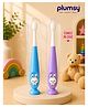 P for Plumsy Baby Toothbrush with Suction Vacuum Base with a Case| Soft Silicone Training Brush- Blue & Purple (Pack of 2)