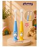 P for Plumsy Baby Toothbrush with Suction Vacuum Base with a Case| Soft Silicone Training Brush- Yellow & Blue (Pack of 2)