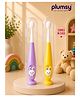 P for Plumsy Baby Toothbrush with Suction Vacuum Base with a Case | Soft Silicone Training Brush- Yellow & Purple (Pack of 2)