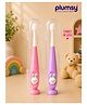 P for Plumsy Baby Toothbrush with Suction Vacuum Base with a Case| Soft Silicone Training Brush- Pin,k & Purple (Pack of 2)