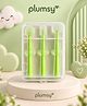 P for Plumsy 3-Piece Baby Toothbrush Set | Soft Silicone Oral Care Brushes for Infants- Green