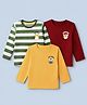 Babyhug 100% Cotton Single Jersey Knit Full Sleeves T-Shirts with Animal Print Pack of 3 - Green Maroon & Mustard