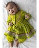 Tiber Taber Cotton Woven Full Sleeves Angrakha and Salwar Set with Bandhani Print in Green for 2-3 Years