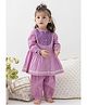 Tiber Taber Cotton Lurex Woven Full Sleeves Angrakha and Salwar with Foil Print - Purple