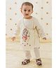 Tiber Taber Cotton Woven Full Sleeves Kurta & Pyjama Set with Deity Embroidery in Cream