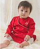 Tiber Taber Cotton Woven Full Sleeves Kurta Pyjama Set with Ram Embroidery in Red for 0-3 Months