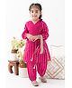 Tiber Taber Cotton Lurex Woven Full Sleeves Kurti and Salwar with Foil Design in Pink