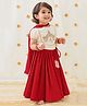 Tiber Taber Cotton Woven Half Sleeves Choli & Lehenga Set With Dupatta & Deity Embroidery in Red