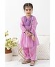 Tiber Taber Cotton Lurex Woven Full Sleeves Kurti and Salwar Set with Foil Print - Purple