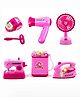 Zyamalox 6 pcs home appliances pretend play set for girls and kids, functional hair dryer, iron, washing machine, stitching machine, fan, vacuum cleaner toys