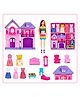 Zyamalox Doll house with dress play set with doll and 8 dresses, furniture set with bed, sofa, dining table, dressing table, almirah and chairs, toys for girls (Assorted Color and Character)