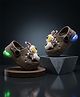 FEETWELL SHOES Eyes Applique Detailed Perforated Slingback LED Clogs - Brown