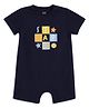 MINI KLUB Cotton Knit Half Sleeves Star Printed Romper - Navy Blue