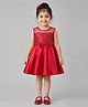 Creative Kids Satin Woven Sleeveless Stones Embellished & Bow Applique Detailed Dress - Red