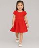 Creative Kids Cotton Woven Half Puffed Sleeves Solid Dress - Red