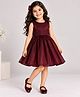 KIDSDEW Organza Woven Sleeveless Pleated Dress - Birgundy