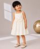 KIDSDEW Satin Woven Sleeveless Bow Applique Detailed Dress - Off White