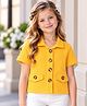 CrayonFlakes Knit Half Sleeves Textured Shirt Style Top - Yellow