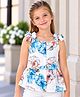 CrayonFlakes Rayon Woven Sleeveless Floral Printed Peplum Top - Off White