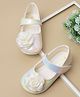 Mine Sole Glittered Floral Applique Detailed Mary Jane Ballerinas - White