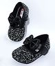 Mine Sole Sequins Embellished Bow Applique Detailed Mary Jane Ballerinas - Black