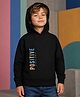 NUSYL Fleece Knit Full Sleeves Positive Vibes Only Text Printed Light Winter Hoodie - Black