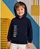 NUSYL Fleece Knit Full Sleeves Positive Vibes Only Text Printed Light Winter Hoodie - Navy Blue