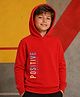 NUSYL Fleece Knit Full Sleeves Positive Text Printed Winter Hoodie - Red