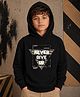 NUSYL Fleece Knit Full Sleeves Never Give Up Text Printed Winter Hoodie - Black