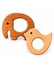 BrainyTots Neem Wood Teethers Set Dove & Elephant