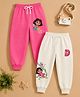 Button Bear Cotton Knit Pack Of 2 Nickelodeon Featuring Dora The Explorer Printed Joggers - Pink & Off White