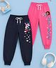 Button Bear Cotton Knit Pack Of 2 Nickelodeon Featuring Dora The Explorer Printed Joggers - Navy Blue & Pink