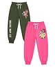 Button Bear Cotton Knit Pack Of 2 Nickelodeon Featuring Dora The Explorer Printed Joggers - Olive Green & Pink