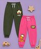 Button Bear Cotton Knit Pack Of 2 Garfield Featuring Character Printed Joggers - Olive Green & Pink