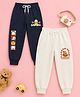 Button Bear Cotton Knit Pack Of 2 Garfield Featuring Character Printed Joggers - Off White & Navy Blue