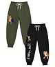 Button Bear Cotton Knit Pack Of 2 Disney Featuring The Jungle Book Printed Joggers - Olive Green & Black