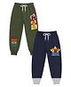 Button Bear Cotton Knit Pack Of 2 Nickelodeon Featuring Motu Patlu Printed Joggers - Olive Green & Navy Blue