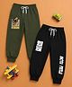 Button Bear Cotton Knit Pack Of 2 Nickelodeon Featuring Motu Patlu Printed Joggers - Olive Green & Black