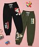 Button Bear Cotton Knit Pack Of 2 Paw Patrol Featuring Characters Printed Joggers - Black & Olive Green
