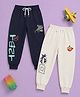 Button Bear Cotton Knit Pack Of 2 Teenage Mutant Ninja Turtles Featuring Characters Printed Joggers - Navy Blue & Off White