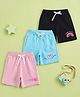 Button Bear Cotton Knit Pack Of 3 Paw Patrol Featuring Friends Fur Ever Text Printed Shorts - Pink Light Blue & Black