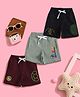 Button Bear Cotton Knit Pack Of 3 Ninja Turtles Featuring Character Printed Shorts - Maroon Black & Grey