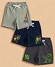 Button Bear Cotton Knit Pack Of 3 Ninja Turtles Featuring Characters Printed Shorts - Light Grey Navy Blue & Charcoal Grey