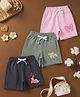 Button Bear Cotton Knit Pack Of 3 Nickelodeon Featuring Spongebob Printed Shorts - Charcoal Grey Light Grey & Pink